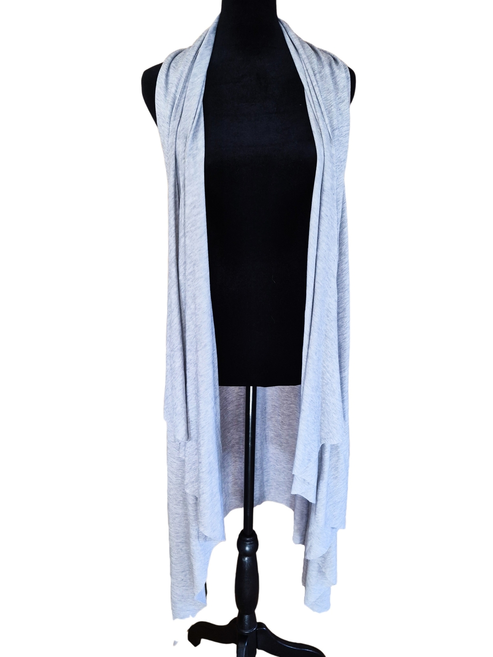 Blush Light Gray Open-Front Draped Vest Cardigan